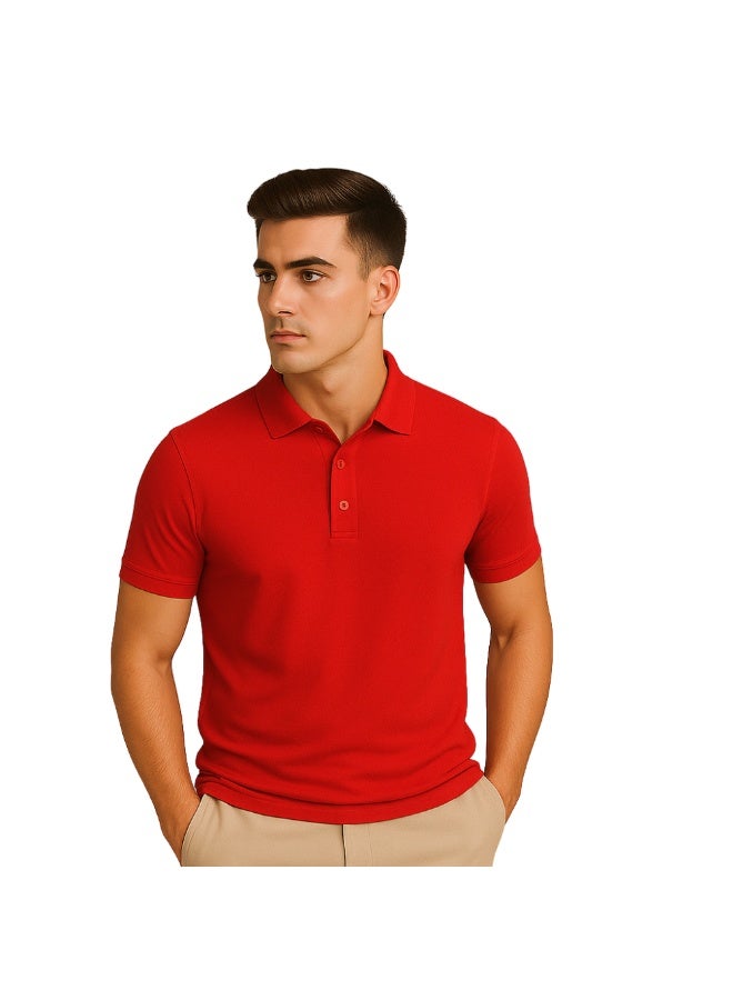 برينت شوب فور مي تيشيرت بولو رجالي | نسيج قرص العسل ٢٤٠ جرام لكل متر مربع | تيشيرت قطني خالص بقصّة عادية بألوان أساسية | مريح وأنيق للارتداء اليومي - Image 2