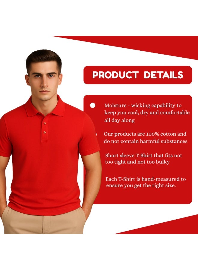 برينت شوب فور مي تيشيرت بولو رجالي | نسيج قرص العسل ٢٤٠ جرام لكل متر مربع | تيشيرت قطني خالص بقصّة عادية بألوان أساسية | مريح وأنيق للارتداء اليومي - Image 4