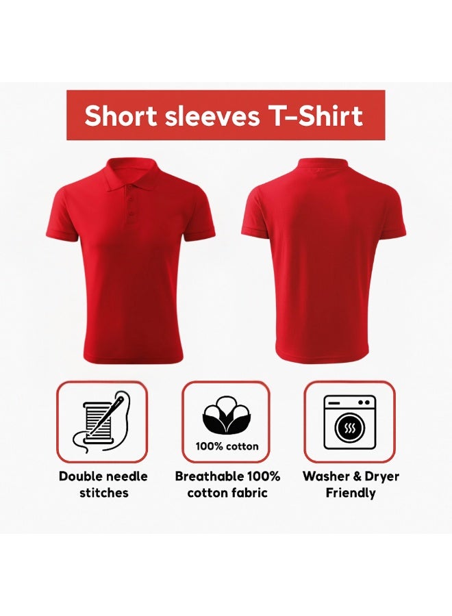 برينت شوب فور مي تيشيرت بولو رجالي | نسيج قرص العسل ٢٤٠ جرام لكل متر مربع | تيشيرت قطني خالص بقصّة عادية بألوان أساسية | مريح وأنيق للارتداء اليومي - Image 5