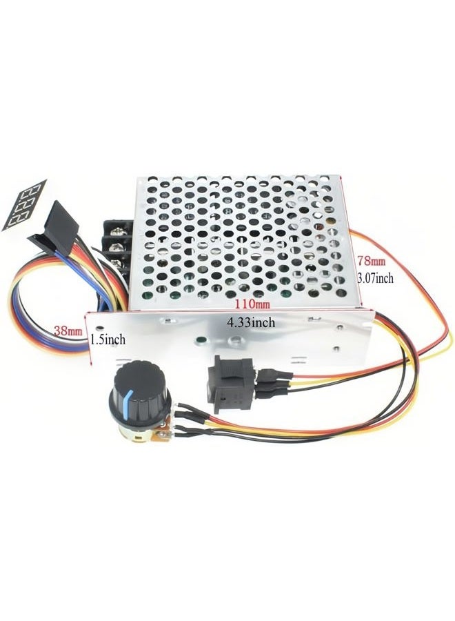 TKXEC Adjustable Digital display 10-55V 60A PWM DC Brushed Motor Speed Controller Switch Control 12V 24V 36V 48V Forward Brake Reverse For power wheels regulation (60A PWM) - Image 4