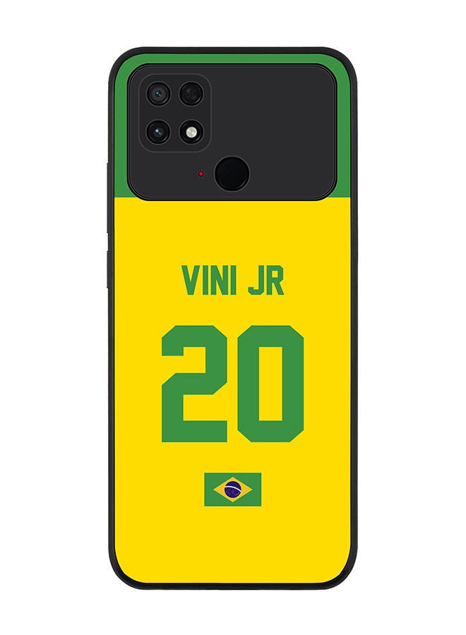 Stylizedd Rugged Black edge case for Xiaomi Poco C40 Slim fit Soft Case Flexible Rubber Edges Anti Drop TPU Gel Thin Cover - Football Team - Brazil Player Name - Vini Jr - Image 1