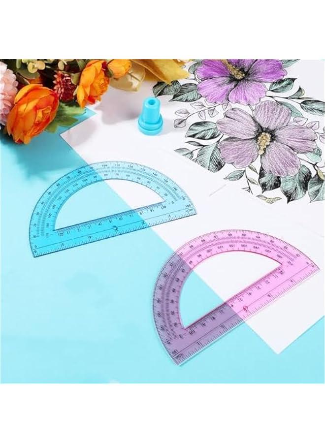 Arabest 2 Pcs 6 Inch Plastic Protractor Math Protractors 180 Degrees Angle Measurement, Translucent for Geometry Classroom Kid Student School Office Supplies(Pink, Blue) - Image 4
