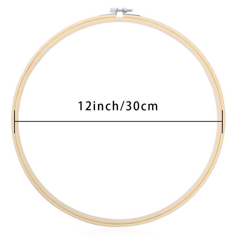 Caydo 12 Pieces 12 Inch Embroidery Hoops Wooden Round Adjustable Circle Cross Stitch Hoop Ring Bulk Wholesale for Art Craft Handy Sewing - Image 2