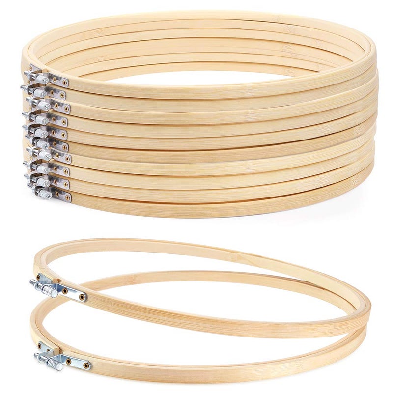 Caydo 12 Pieces 12 Inch Embroidery Hoops Wooden Round Adjustable Circle Cross Stitch Hoop Ring Bulk Wholesale for Art Craft Handy Sewing - Image 1