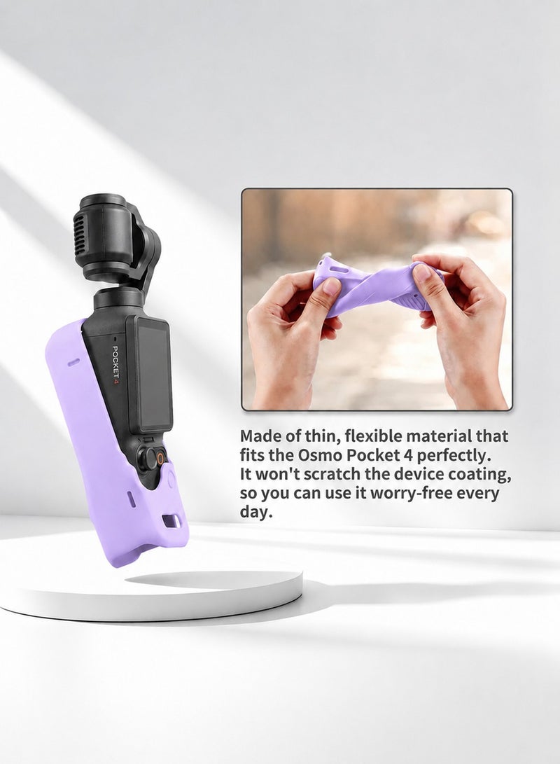 SJet DJI OSMO Pocket 4 Accessory Kit, Silicone Protective Case Cover, Tempered Glass Screen Protector, Lens Protector (Purple) - Image 4
