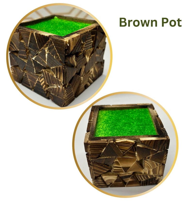 Dekorly Potted Plants Indoor Small Artificial Silk Plants Decor for Home Table Office Desk Bedroom Living Room Bathroom Shelf Farmhouse | Wooden Pot (Design-B, One Plant) - Image 4