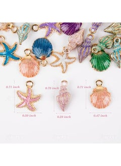 Generic AUEAR, Ocean Starfish Conch Seashell Enamel Charms Pendants for DIY Jewelry Making  - Image 3
