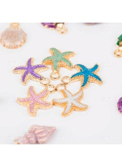Generic AUEAR, Ocean Starfish Conch Seashell Enamel Charms Pendants for DIY Jewelry Making  - Image 2