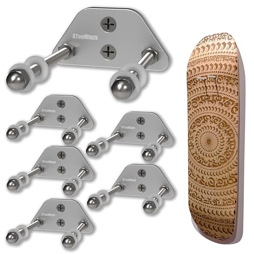 ATOOMTUZS Skateboard Wall Mount Display6 PacksAluminum Ramp Shape Skateboard Deck Wall Mount with Two Screw Holes for Horizontal and Vertical Hanging Skateboard Display Decor - Image 1