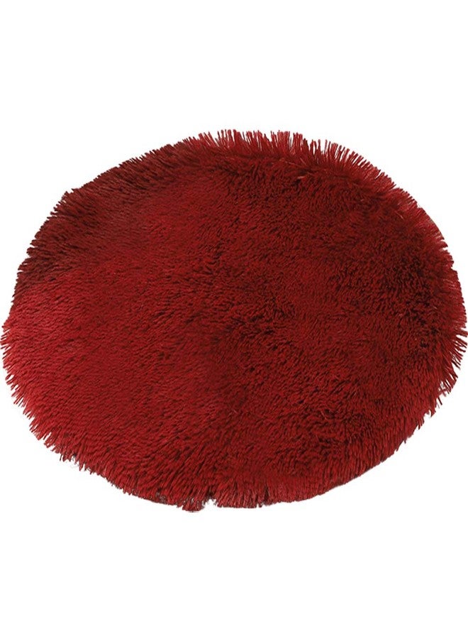 Kelendle 31 Inch Plush Dog Bed Mat Warm Fluffy Round Puppy Crate Pad with Anti-Slip Waterproof Bottom Soft Comfy Pet Kennel Mat for Small and Medium Dogs Sleeping(Claret) - Image 1