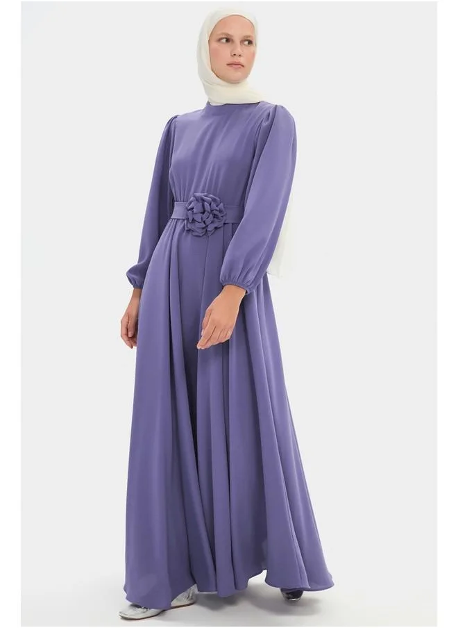 جون June Women Floral Detailed Balloon Sleeve Maxi Dress Lilac