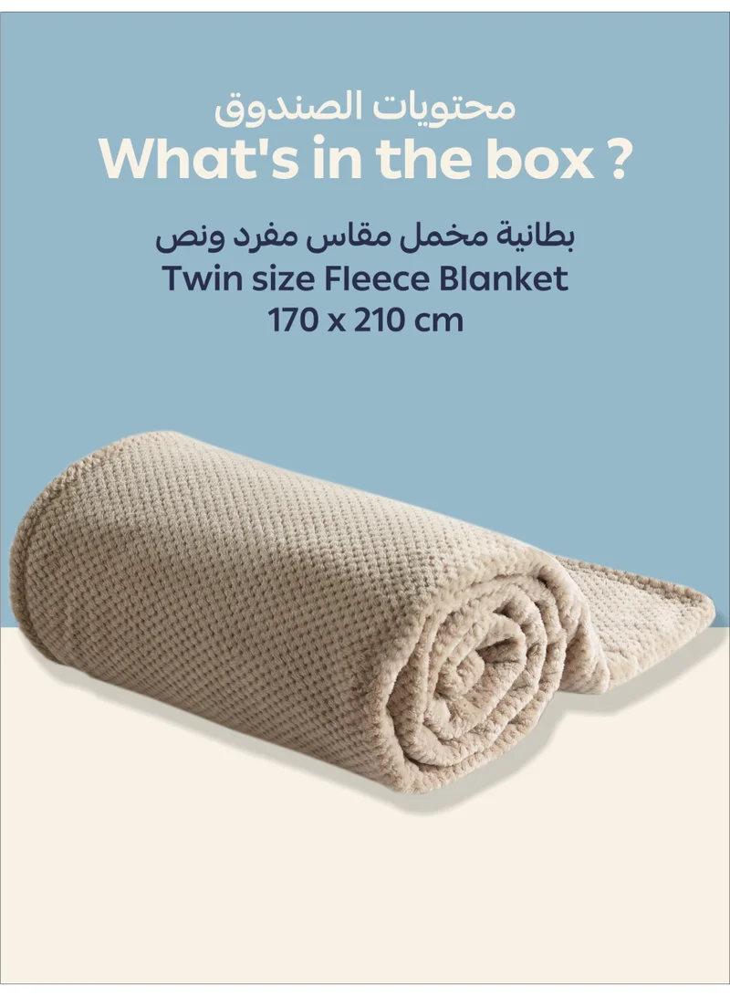 Donetella Fleece Blanket, Single Size 170x210 cm, 300 GSM, Waffle Texture - Lightweight Ultra Soft & Warm Solid Throw Blanket, Cozy for Sofa, Bed & Couch