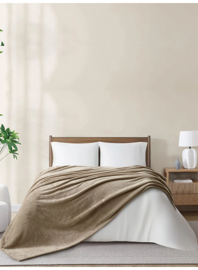 Donetella Fleece Blanket, Single Size 170x210 cm, 300 GSM, Waffle Texture - Lightweight Ultra Soft & Warm Solid Throw Blanket, Cozy for Sofa, Bed & Couch