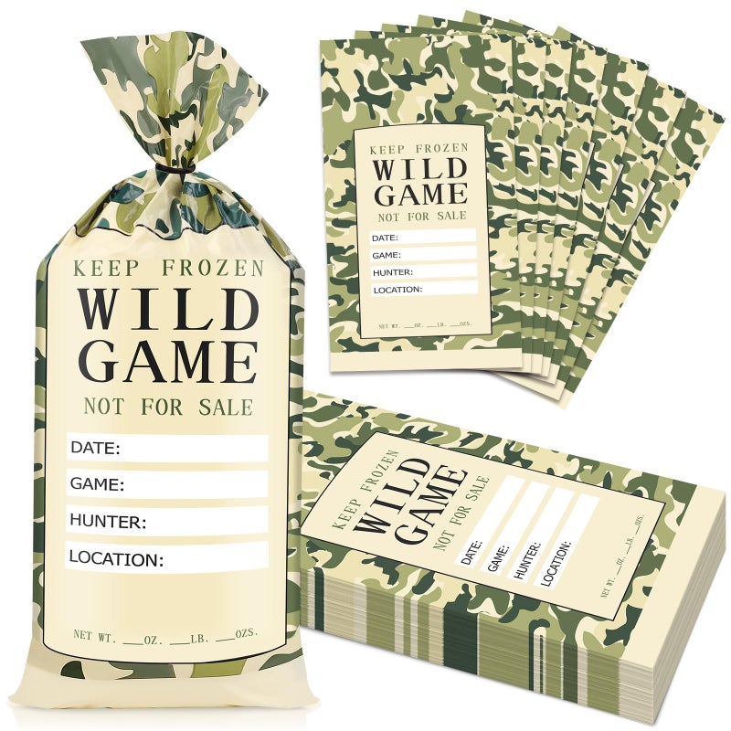 UQM 140 Pack Wild Game Meat Bags for Freezer, 2 Lb Larger Ground Meat Bags, Wild Game Meat Bag to Protect Your Meat from Freezer Burn, Camouflage - Image 1