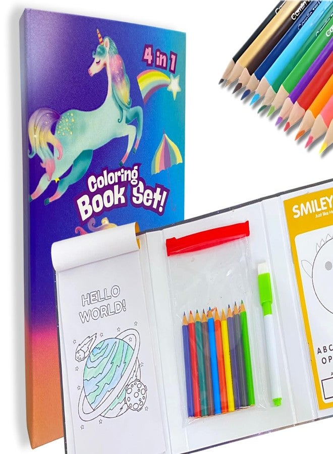 CocoMoco Kids 4 in 1 Unicorn Theme Colouring Kit for Kids 6-12 | Art and Craft Kit for Girls 9-12 | Drawing, Games Activity Set | Return Gifts for Kids Birthday Party | Gift for Boys & Girls - Image 1