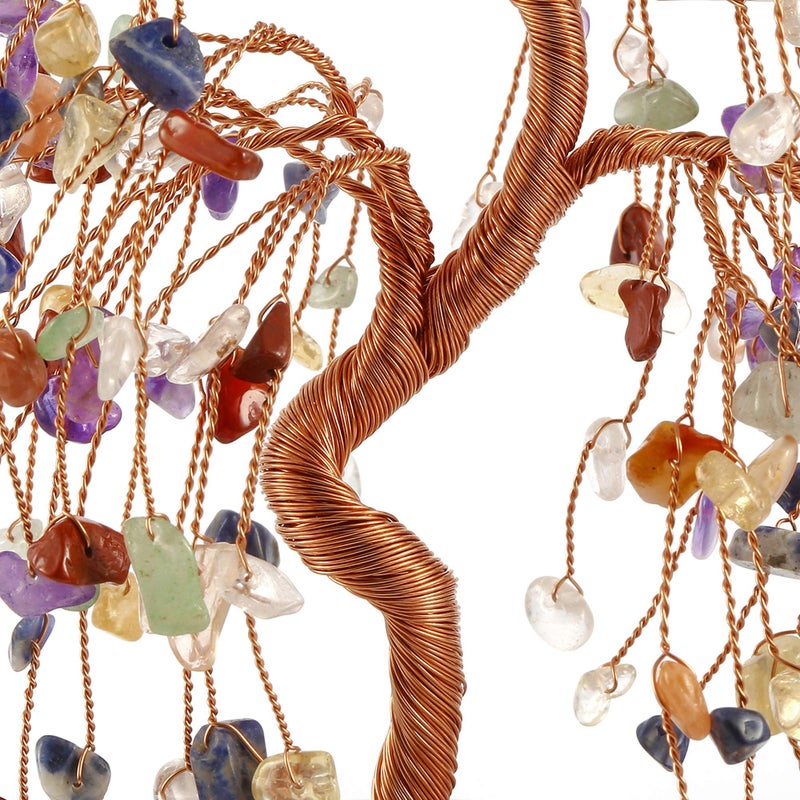 Jovivi Natural 7 Chakra Healing Crystals Quartz Tree Tumbled Gemstone Stones Money Tree  Geode Agate Slices Base Feng Shui Ornaments Home Decoration for Wealth and Luck 5.5""-6.3"" - Image 5