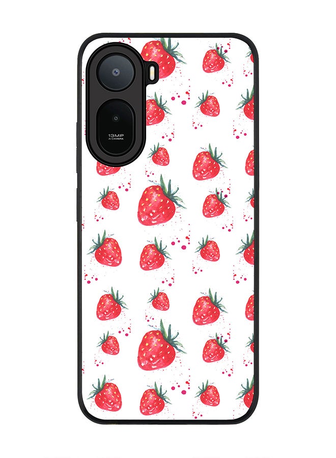 Stylizedd Rugged Case for Xiaomi Redmi A7 Pro 4G / Poco C81 / Poco C81 Pro / Poco C85x 5G- Slim Fit Hybrid Rubber Cover Dripping Strawberries