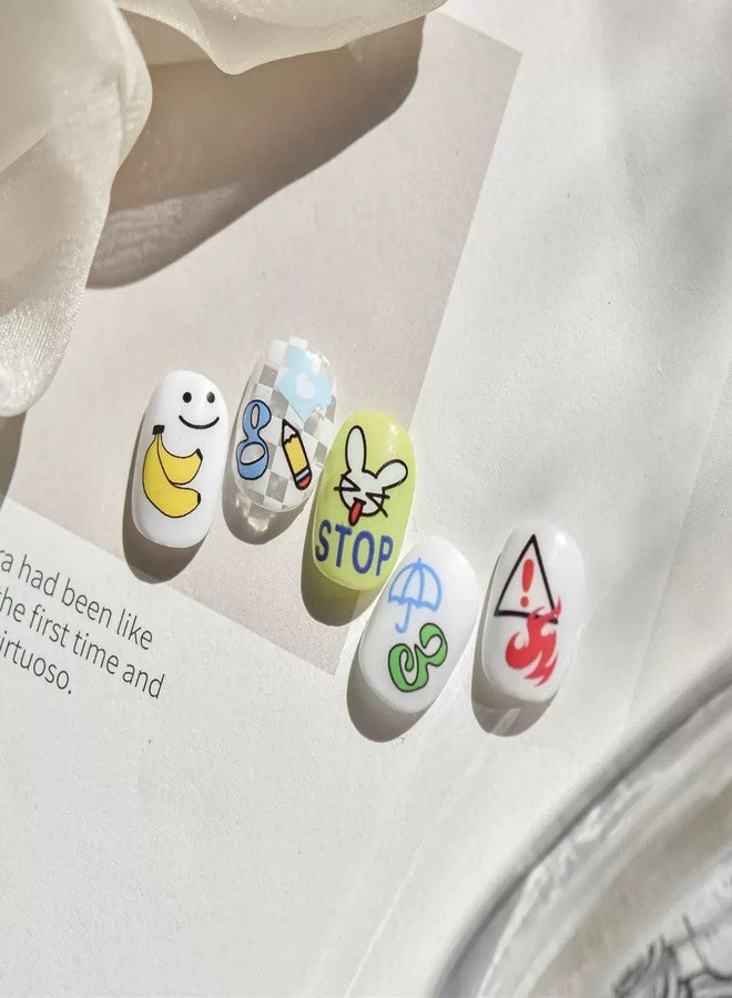 Dedyel Colorful Icons Nail Stickers Dopamine Interesting Icons Self-Adhesive Nail Decals for Women Girls Kids DIY Manicure - Image 4
