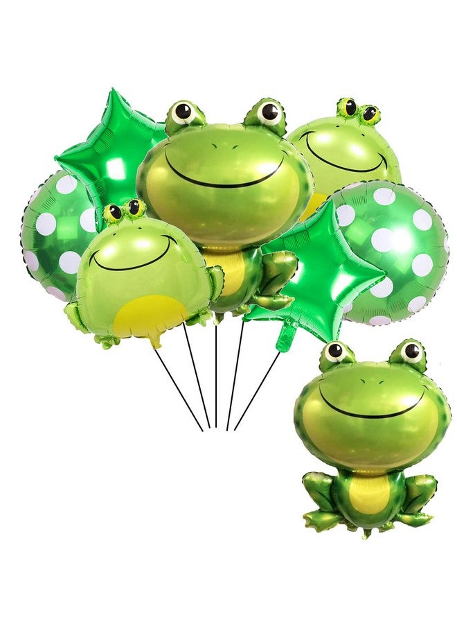 LYK 8PCS Frog Foil Balloons with 18inch star round Mylar Balloons for Kids Frog Themed Party Children Birthday Party Baby Shower Party Decorations - Image 1