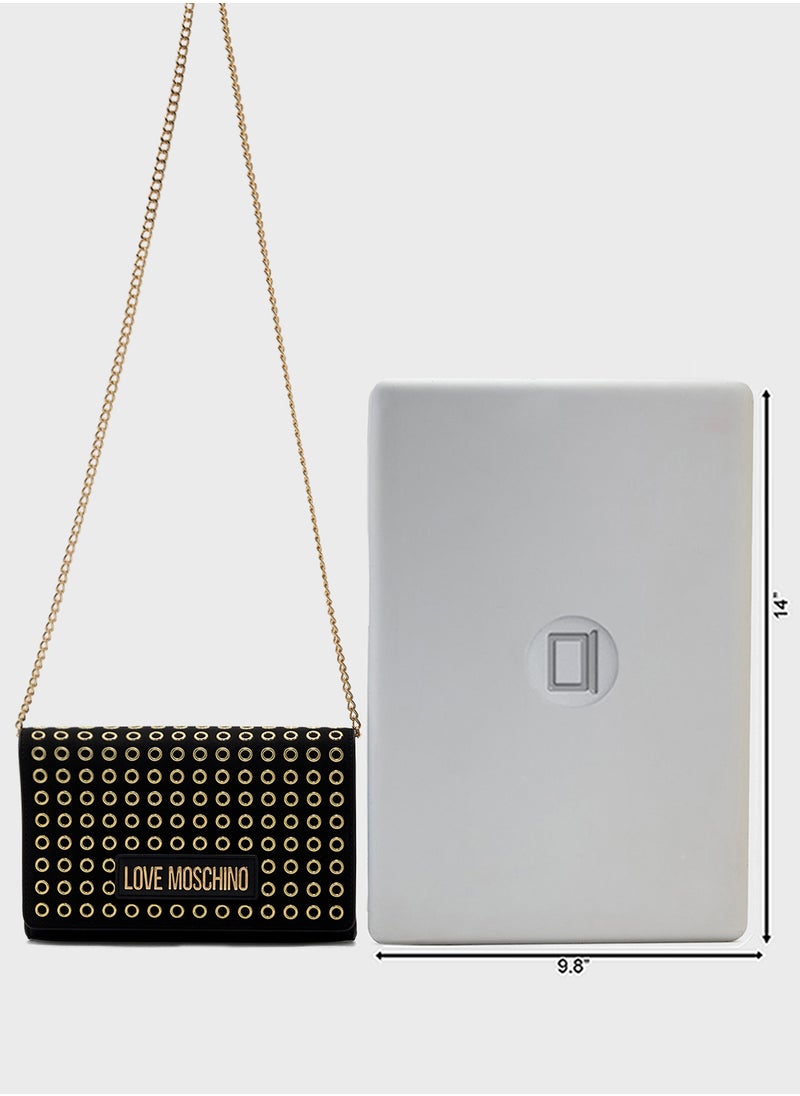 Logo Detailed Flap Over Clutche
