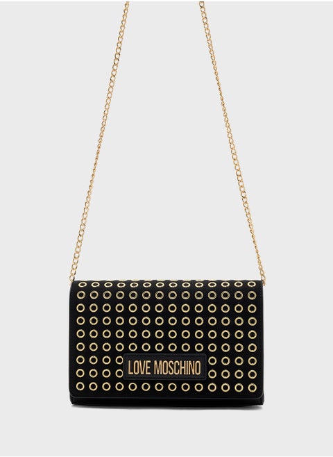 Logo Detailed Flap Over Clutche