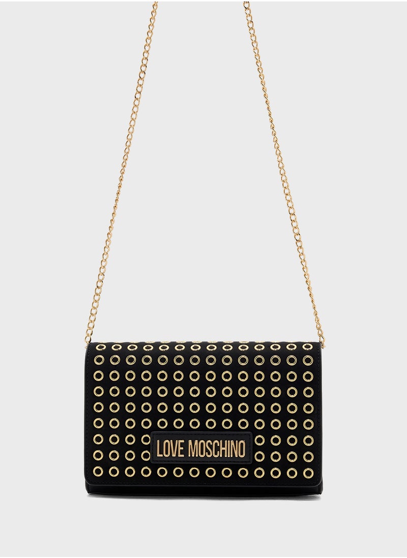 Logo Detailed Flap Over Clutche
