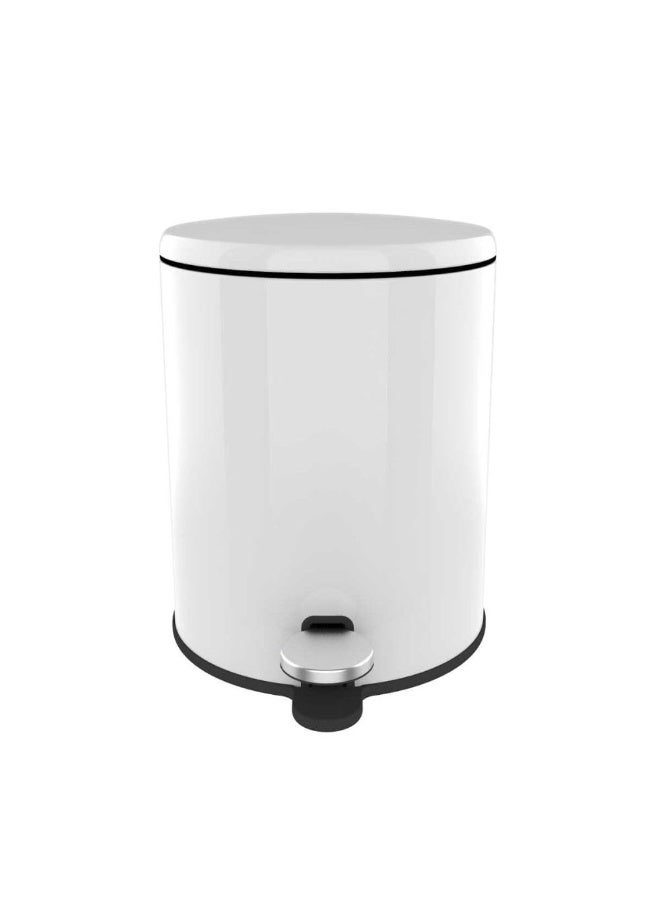 Primanova 6 Liter Stainless Steel Pedal Waste Bin With Soft-Close Lid & Inner Bucket – Compact Trash Can For Bathroom, Kitchen, Office, Bedroom & Living Room (White) - Image 1