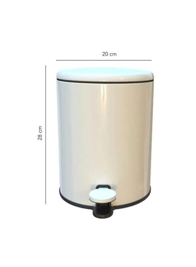 Primanova 6 Liter Stainless Steel Pedal Waste Bin With Soft-Close Lid & Inner Bucket – Compact Trash Can For Bathroom, Kitchen, Office, Bedroom & Living Room (White) - Image 5
