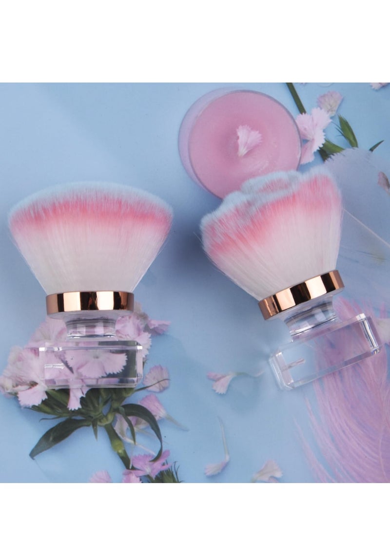Excefore Nail Dust Brush Set, 2Pcs Crystal Base Nail Art Dust Powder Remover Brushes, Soft Cleaner Brush, Makeup Brushes Manicure Brush Clean Up Tools Nail Art Brush, for Makeup and French Gel Acrylic Nails - Image 3
