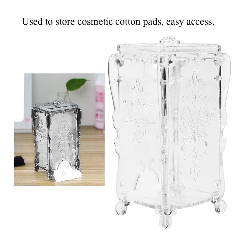 Transparent Cosmetic Organizer: Unique Pattern Shape Design - Retro Elegant Makeup Storage for Bathroom Vanity, Cotton Pad Holder & Nail Art Storage - Image 5