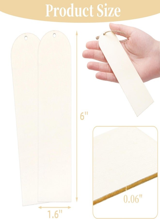 WRINGKIT 150 PCS Wood Bookmarks Blank, 6 x 1.6 Inch Large Unfinished Wood Gift Tags Labels with Ropes, Arch Book Markers Ornaments for DIY, Wedding, Christmas, Birthday, Party Decor - Image 2