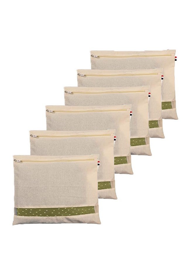 Pristu Cotton Saree Storage Bags - Wardrobe Organizer with Transparent mesh window, Covers for Storage Set with Zip Closure for Clothes Bags (16 x 14 Inches) (Pack 0f 6) - Image 1