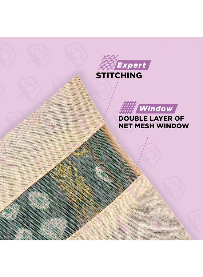 Pristu Cotton Saree Storage Bags - Wardrobe Organizer with Transparent mesh window, Covers for Storage Set with Zip Closure for Clothes Bags (16 x 14 Inches) (Pack 0f 6) - Image 5