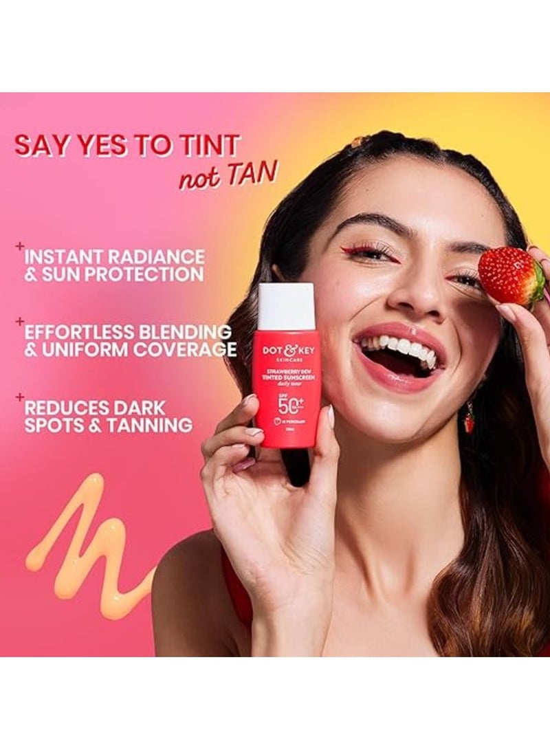 دوت آند كي واقي شمس ملون برائحة الفراولة من دوت آند كي، عامل حماية من الشمس ٥٠+، لون ٠١ بورسلين | حماية من الأشعة فوق البنفسجية/الشمسية | واسع الطيف، مقاوم للماء والتعرق | مناسب لجميع أنواع البشرة | ٥٠ مل - Image 2