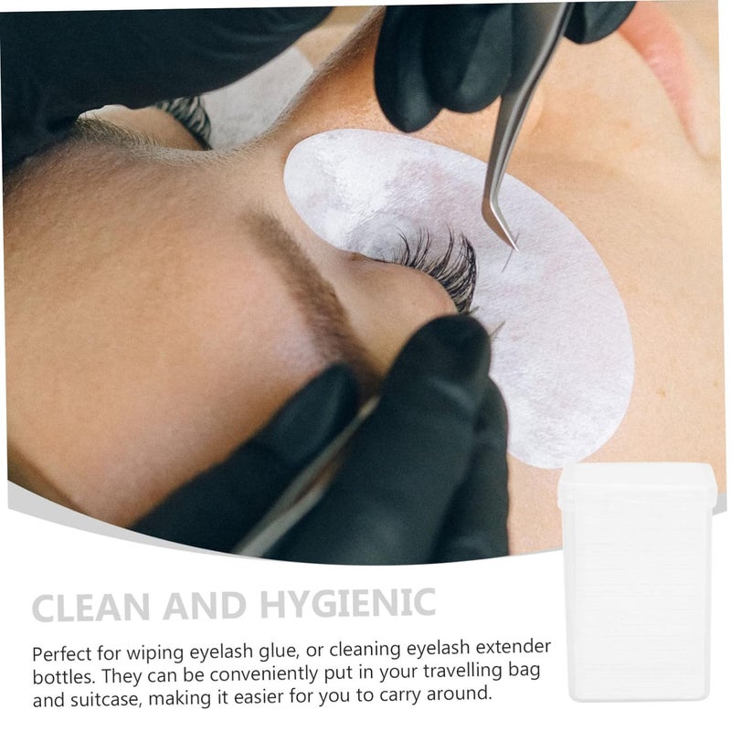 مناديل مزيل غراء الرموش الأبيض 600 قطعة فوط قطنية خالية من الوبر لرموش العيون الممددة - Image 5