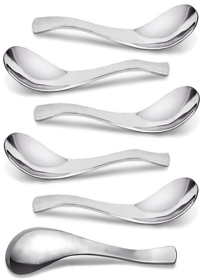 AOOSY 6-Piece Heavy Weight Soup Spoons,Stainless Steel Asian Soup Spoon with Ergonomic Short Handle for Ramen, Curry, Cereals - Image 1