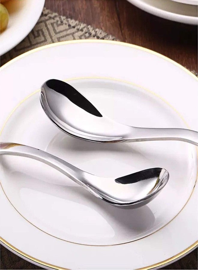 AOOSY 6-Piece Heavy Weight Soup Spoons,Stainless Steel Asian Soup Spoon with Ergonomic Short Handle for Ramen, Curry, Cereals - Image 2