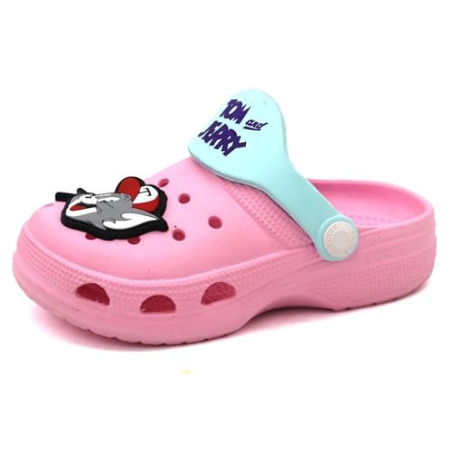 SVAAR Tom & Jerry Kid's Attractive Clogs with Authentic Tom & Jerry Charms and Adjustable Back Strap Baby Pink - Image 4