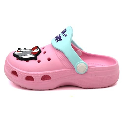 SVAAR Tom & Jerry Kid's Attractive Clogs with Authentic Tom & Jerry Charms and Adjustable Back Strap Baby Pink - Image 5