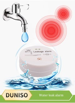 DUNISO Water Leak Detector，household ABS leak detector, intelligent leak detection alarm, with battery and high decibel speaker, detachable, suitable for basement, bathroom, laundry room, kitchen, garage，white  - Image 1