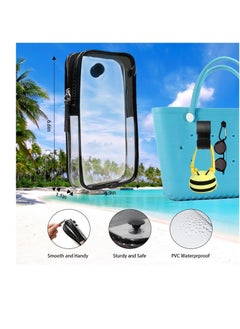 Generic Clear Bogg Beach Tote Bag with Insert and Zipper Pouch, Perfect for Beach Days and Travel, Includes Hooks for Easy Organization  - Image 2