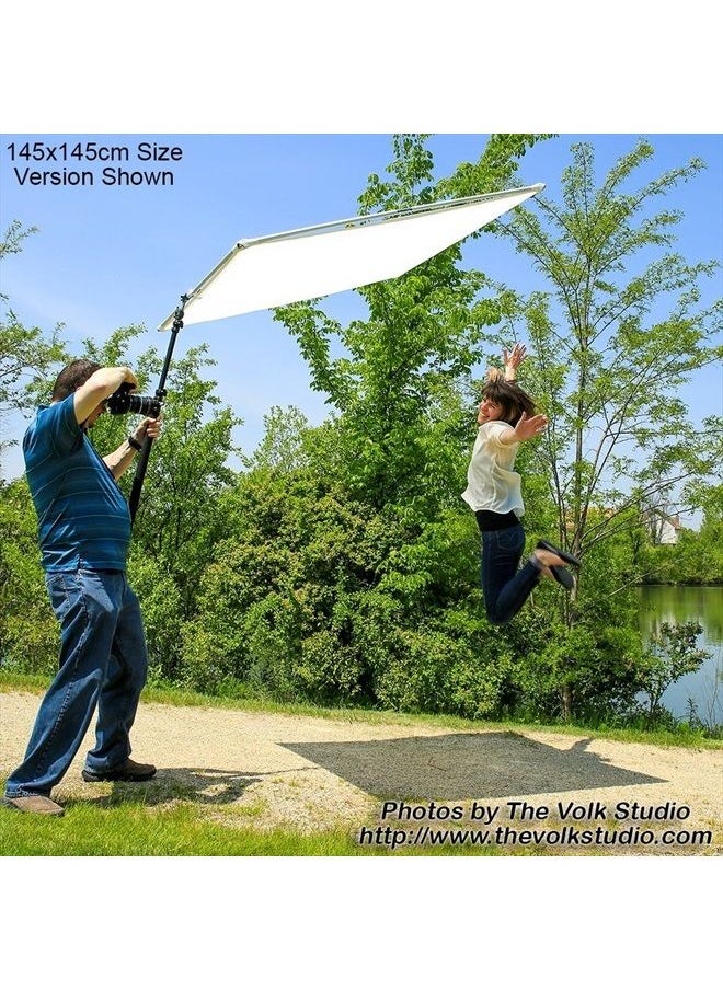 Fotodiox - Pro Studio Solutions 110x110cm (43x43in) Boom Sun Scrim Kit – Collapsible Frame with Diffusion, Silver/White Cover, Boom Handle & Carry Case - Image 1