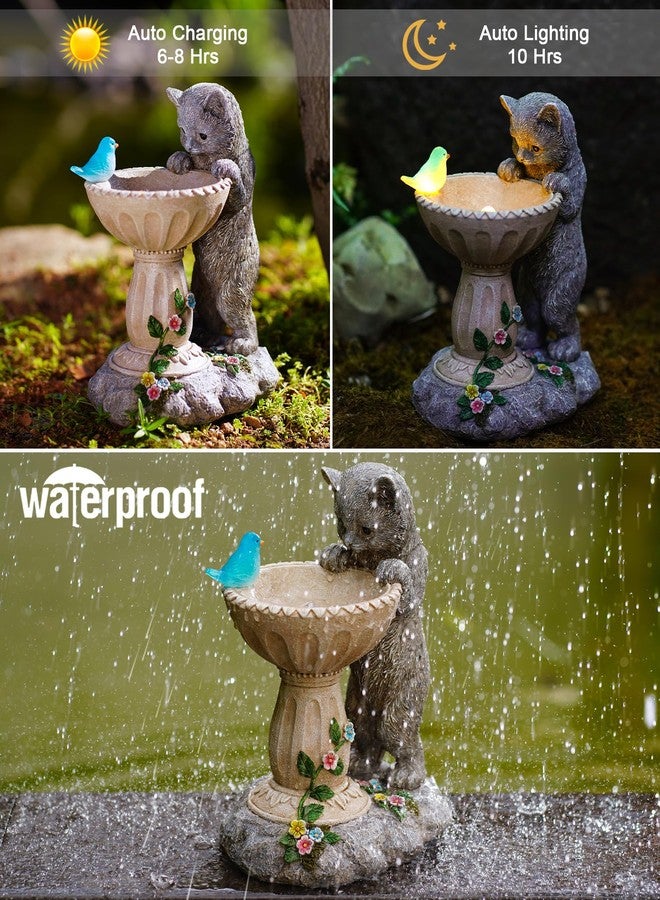 Nacome Solar Birdbath Garden Decor: Outdoor Ornament Bird Feeder Sculpture for Outside Decoration Yard Art Lawn Porch Patio Balcony - Unique Birthday Choice for Women Mom Lover [Large Cat] - Image 5