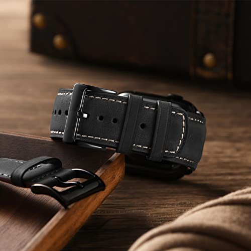 SUNFWR Leather Bands Compatible with Apple Watch Band 42mm(Series 3 2 1) 44mm 45mm 46mm 49mm for Men Women, Top Grain Genuine Leather Replacement Strap for iWatch Ultra 3 2 1, SE3 2 1, Series 11 10 9 8 7 6 5 4 3 2 1 - Image 3