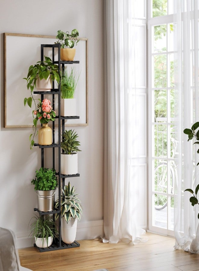 ROSSNY Plant Stand Indoor, 7 Tier 8 Potted Bamboo Plant Stands for Indoor Plants, Corner Plant Stand, Tiered Plant Stands, Plant Shelf For Indoor, Planter Holder for Multiple Plants Indoor Tall, Black - Image 3