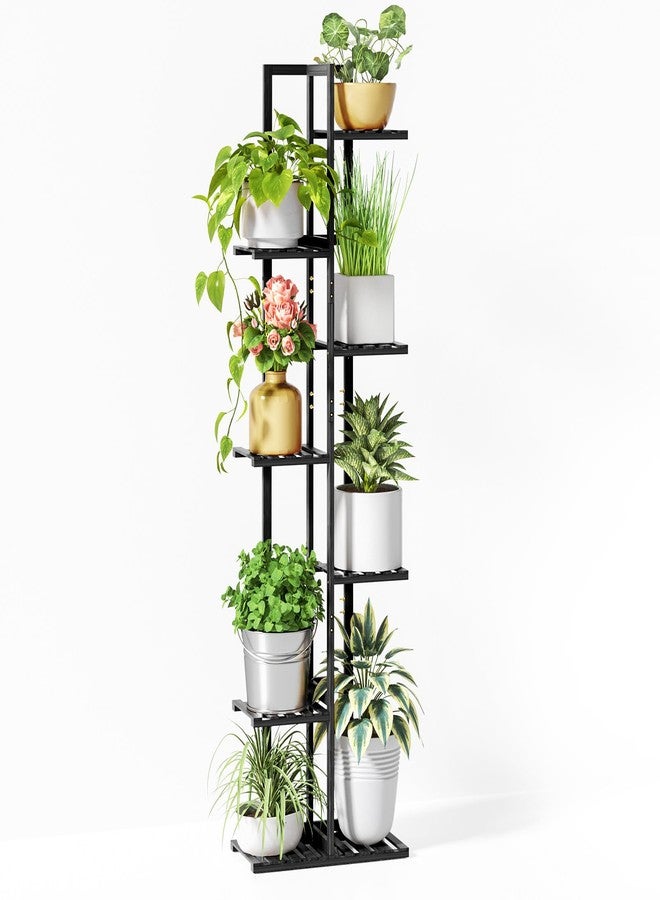 ROSSNY Plant Stand Indoor, 7 Tier 8 Potted Bamboo Plant Stands for Indoor Plants, Corner Plant Stand, Tiered Plant Stands, Plant Shelf For Indoor, Planter Holder for Multiple Plants Indoor Tall, Black - Image 1