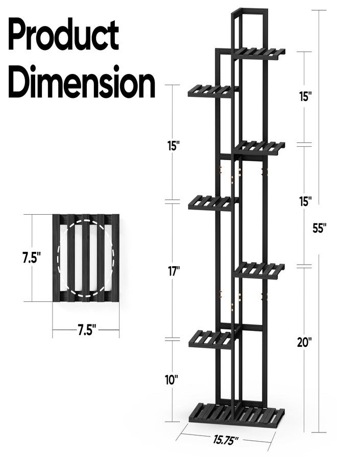 ROSSNY Plant Stand Indoor, 7 Tier 8 Potted Bamboo Plant Stands for Indoor Plants, Corner Plant Stand, Tiered Plant Stands, Plant Shelf For Indoor, Planter Holder for Multiple Plants Indoor Tall, Black - Image 2