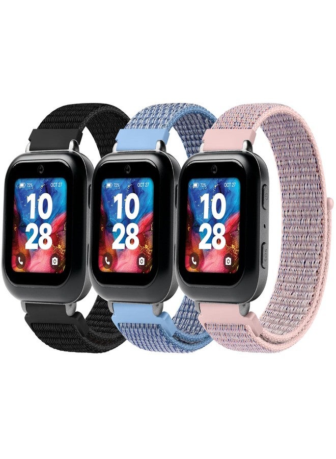 Mugust Nylon Bands for Bark Watch Band, Adjustable Breathable Nylon Replacement Strap for Kids, 3 PACK (Black+Blue+Pink) - Image 1