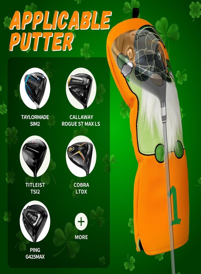 LZFAN Golf Club Head Cover Driver Headcover Wood St Patrick's Day Leprechauns Green Faceless Elderly Gnomes Irish Festival Patrick's Day Doll Golf Head Cover - Image 2