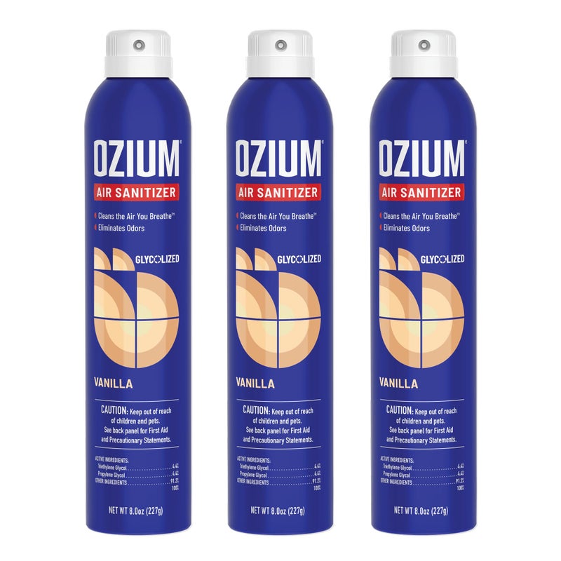 Ozium A807035-3 8 Oz. Air Sanitizer & Odor Eliminator for Homes, Cars, Offices and More, Vanilla Scent - 3 Pack - Image 1